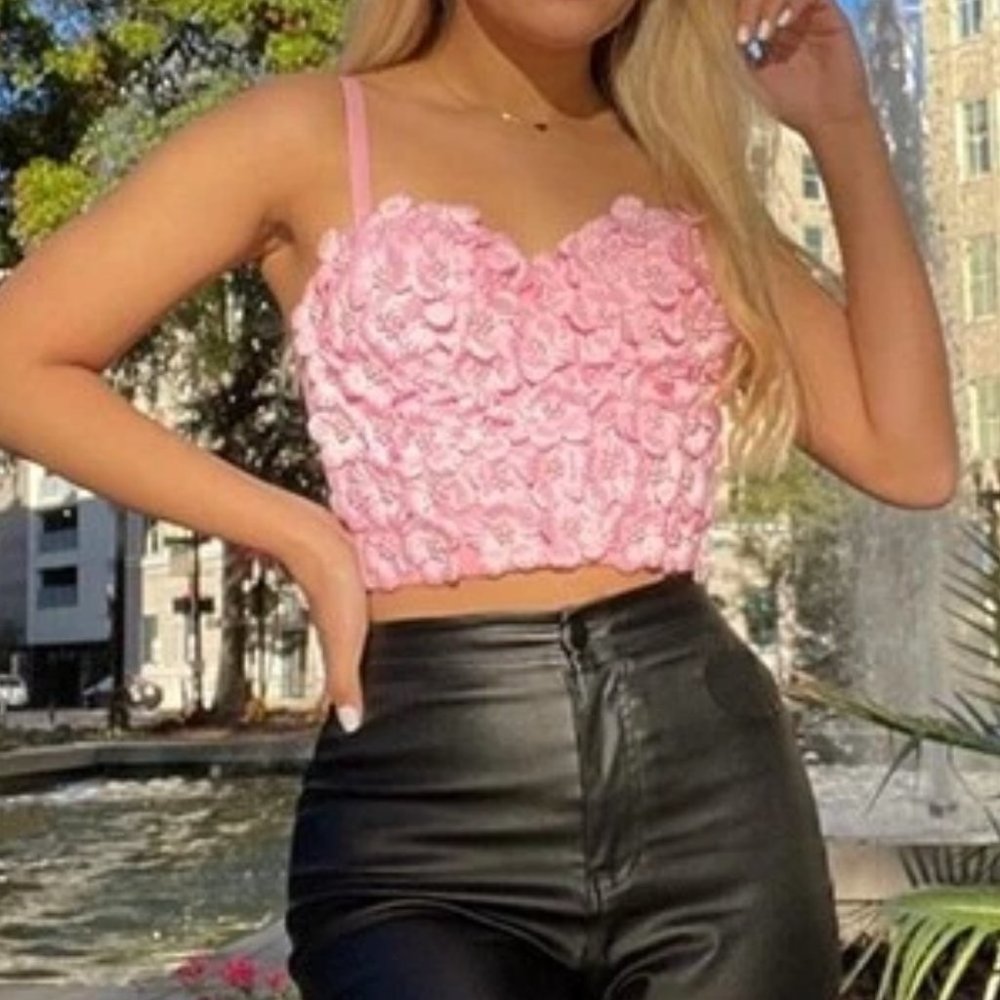 Beaded Detailed Flowers Corset Top - Picture 9 of 11